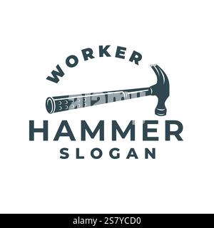 Retro Vintage Hammer Logo in Simple Illustration Style, suitable for Carpentry or Construction Industry. Stock Vector