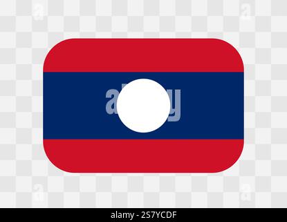 Laos flag - rounded rectangle colorful flag representing a country cultural identity and heritage. The essence of national pride and unity. Vector flag on transparent background. Stock Vector