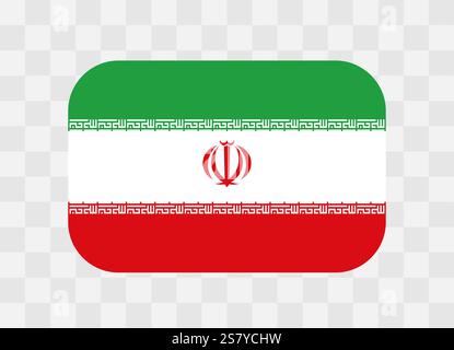 Iran flag - rounded rectangle colorful flag representing a country cultural identity and heritage. The essence of national pride and unity. Vector flag on transparent background. Stock Vector