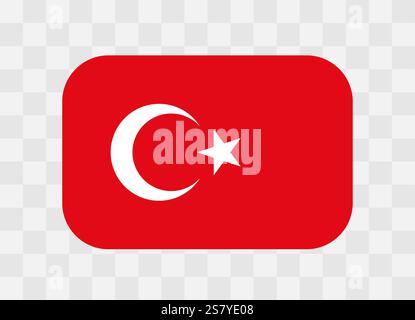 Turkey flag - rounded rectangle colorful flag representing a country cultural identity and heritage. The essence of national pride and unity. Vector flag on transparent background. Stock Vector
