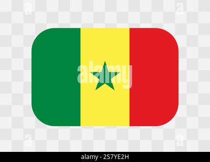 Senegal flag - rounded rectangle colorful flag representing a country cultural identity and heritage. The essence of national pride and unity. Vector flag on transparent background. Stock Vector