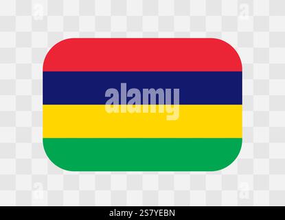 Mauritius flag - rounded rectangle colorful flag representing a country cultural identity and heritage. The essence of national pride and unity. Vector flag on transparent background. Stock Vector