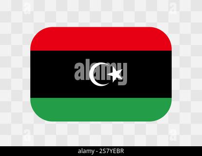 Libya flag - rounded rectangle colorful flag representing a country cultural identity and heritage. The essence of national pride and unity. Vector flag on transparent background. Stock Vector