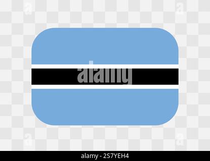 Botswana flag - rounded rectangle colorful flag representing a country cultural identity and heritage. The essence of national pride and unity. Vector flag on transparent background. Stock Vector