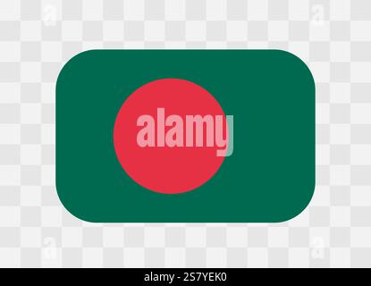 Bangladesh flag - rounded rectangle colorful flag representing a country cultural identity and heritage. The essence of national pride and unity. Vector flag on transparent background. Stock Vector