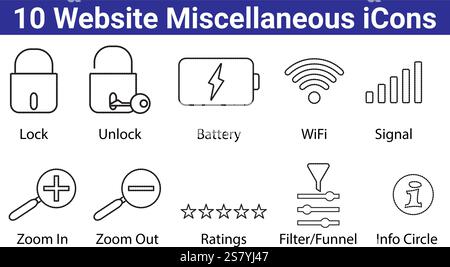 10 website miscellaneous icons set Stock Vector