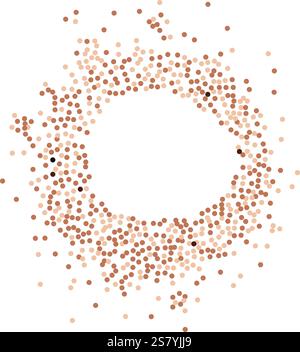 Coffee particles, chocolate brown round frame, empty center for text. Circle made of round dots. Round dotted frame with space for text, design templa Stock Vector