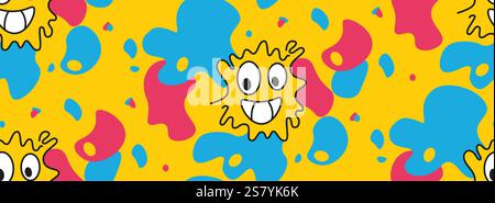 Vibrant seamless pattern of abstract multicolored spots. Ideal for backgrounds, textiles, and modern projects, the pattern adds a dynamic and visually Stock Vector