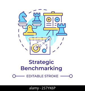 Strategic benchmarking multi color concept icon Stock Vector