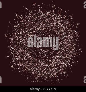 Abstract circle created from brown stipple dots. Brown dotted particles background. Ideal for festive and artistic designs, the sparkling dots form a Stock Vector
