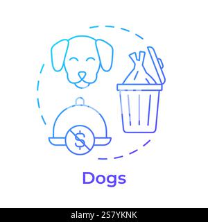 Dogs dishes blue gradient concept icon Stock Vector
