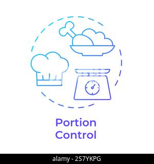 Portion control blue gradient concept icon Stock Vector