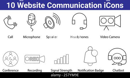 10 website Communication icons set Stock Vector