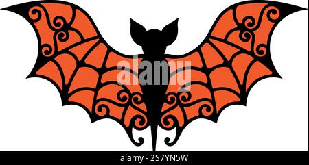 Spooky abstract decorative ornamental bat perfect for Halloween themed designs. This detailed and eerie silhouette ideal for adding a touch of mystery Stock Vector