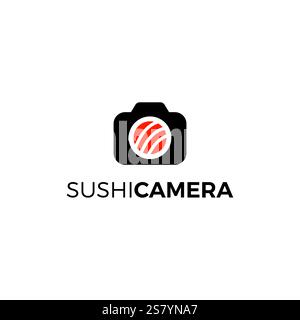Sushi Combination Camera Logo Design Stock Vector