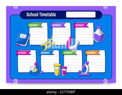 School Schedule template with simple design and doodle icon decoration Stock Vector