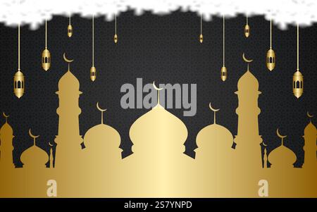 Islamic Ramadan Kareem Background with Arabic Patterns and Decorative Ornaments Stock Vector