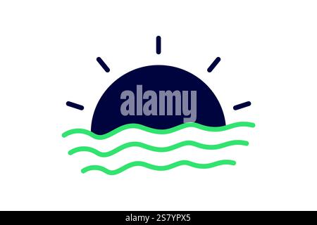 Sunset icon. solid icon style. icon related to time and date. time elements vector illustration Stock Vector