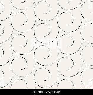 Dotted Spiral swirl black seamless pattern. Simple psychedelic pattern for textile Stock Vector