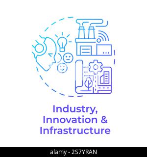 Industry, innovation and infrastructure blue gradient concept icon Stock Vector