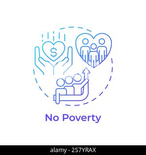 No poverty blue gradient concept icon Stock Vector