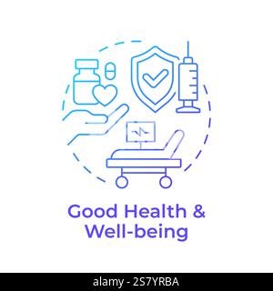 Good health and well being blue gradient concept icon Stock Vector