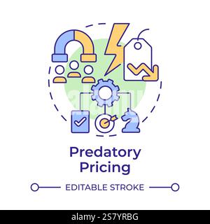 Predatory pricing multi color concept icon Stock Vector