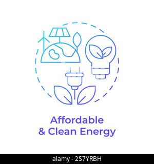 Affordable and clean energy blue gradient concept icon Stock Vector