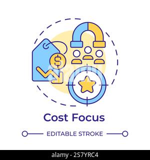 Cost focus multi color concept icon Stock Vector