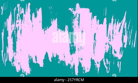Grunge texture created from brush strokes. Teal and pink color texture, abstract modern background. Enhance your visuals with the gritty aesthetic of Stock Vector