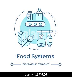 Food systems soft blue concept icon Stock Vector