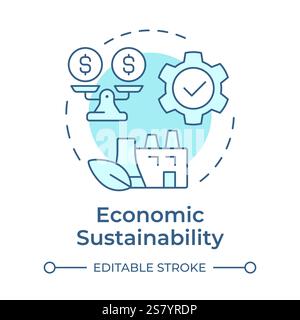 Economic sustainability soft blue concept icon Stock Vector
