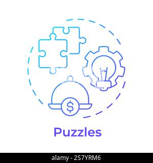 Puzzles dishes blue gradient concept icon Stock Vector