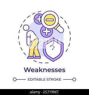 Weaknesses multi color concept icon Stock Vector