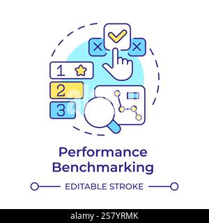 Performance benchmarking multi color concept icon Stock Vector