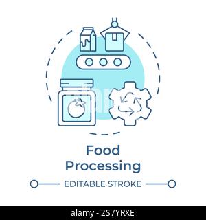 Food processing soft blue concept icon Stock Vector