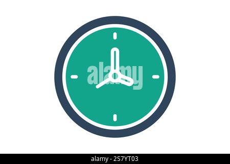Clock icon. solid icon style. icon related to time and date. time elements vector illustration Stock Vector