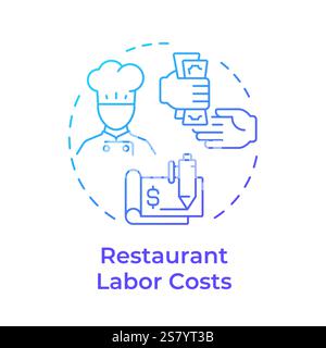 Restaurant labor costs blue gradient concept icon Stock Vector
