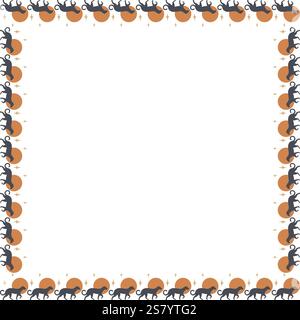 Leopard or jaguar empty frame. Big cat banner with wild animal on white background. Trendy graphic template. Cute frame box Stock Vector