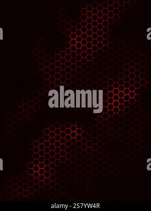 Abstract modern dark background red neon hexagons texture, honeycomb gradient colors, vector template backdrop banner vertical Stock Vector