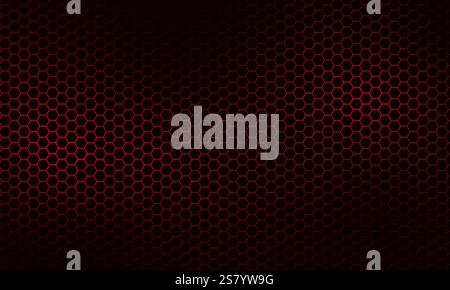 Abstract modern dark background red neon hexagons texture, honeycomb gradient colors, vector template backdrop banner Stock Vector