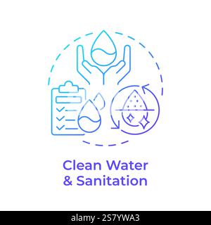 Clean water and sanitation blue gradient concept icon Stock Vector