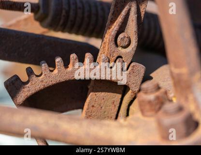 Old rusted grungy metal industry items close up Stock Photo