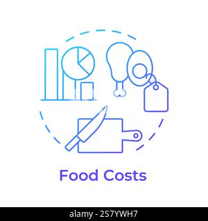 Food costs blue gradient concept icon Stock Vector