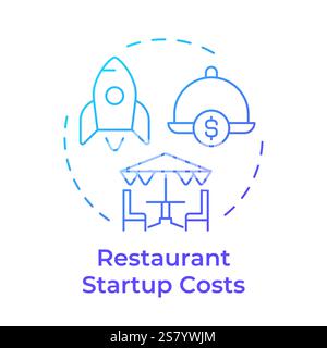 Restaurant startup costs blue gradient concept icon Stock Vector