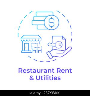 Rent and utilities blue gradient concept icon Stock Vector