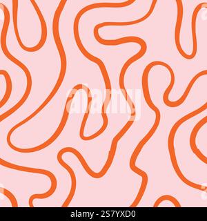Seamless abstract pattern with squiggles and scribbles. Weaved curved lines. Chaotic ink scribbles decorative texture. Messy doodles, wavy and curly l Stock Vector