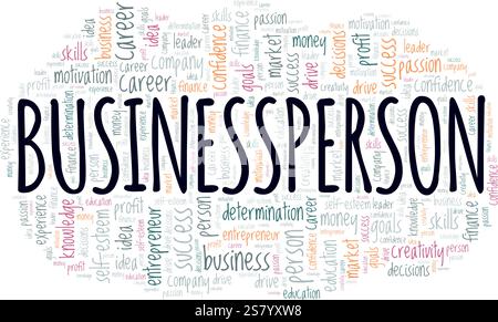 Businessperson word cloud conceptual design isolated on white background. Stock Vector