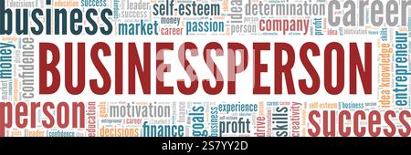 Businessperson word cloud conceptual design isolated on white background. Stock Vector