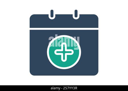 Add calendar icon. solid icon style. icon related to time and date. time elements vector illustration Stock Vector
